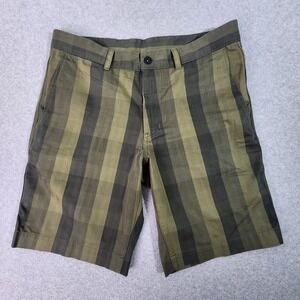 The North Face‎ Narrows Shorts Men 34x10 Green Striped Outdoor Hiking Gorpcore